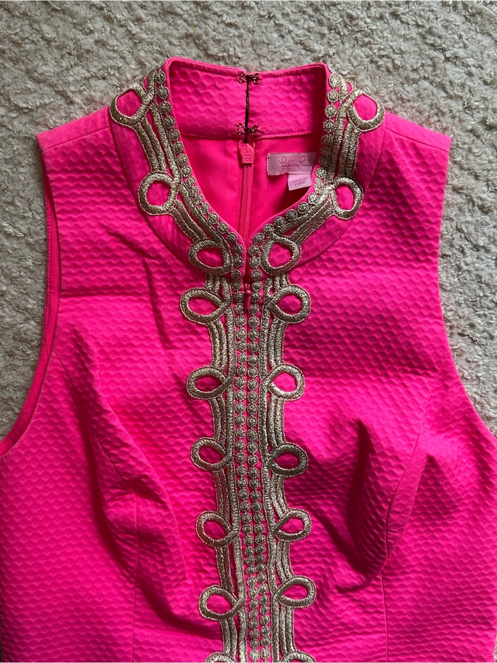 Lilly Pulitzer Hot Pink Sleeveless Embellished Shift Dress - Picture 5 of 6